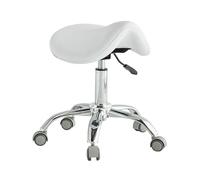 Sgabello Da Sella Professionale, Sgabello Girevole Regolabile Idraulicamente Con Ruote, Sedia Da Ufficio In Similpelle, For Salone Di Bellezza, Massaggi E Casa(White)