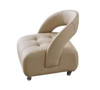 Sgabello da tè con ruote e schienale, sedia con schienale for cambiare le scarpe, sgabelli da divano imbottiti in pelle, rotazione mobile flessibile, for camera da letto e soggiorno(Tea apricot,L)