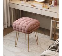 Sgabello da Toeletta Compatto in Stile Principessa con Spugna ad Alto Rimbalzo, Gambe Color Oro Leggero e Piedini Regolabili per Camera Letto/spogliatoio(Pink)