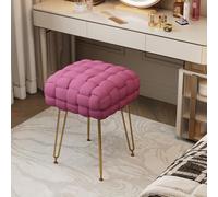 Sgabello da Toeletta Compatto in Stile Principessa con Spugna ad Alto Rimbalzo, Gambe Color Oro Leggero e Piedini Regolabili per Camera Letto/spogliatoio(Rose red)