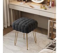Sgabello da Toeletta Compatto in Stile Principessa con Spugna ad Alto Rimbalzo, Gambe Color Oro Leggero e Piedini Regolabili per Camera Letto/spogliatoio(Gray)