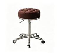 Sgabello da toeletta con rotelle,Sgabello da bar girevole,Cuscino in pelle PU,Poltrona da bellezza regolabile in altezza, Ruote lisce,Adatto per saloni di bellezza,parrucchieri,rece silver legs Brown