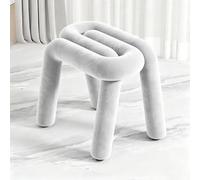 Sgabello Da Toeletta Imbottito A Forma Di Perno Con Morbido Cuscino | Sgabello con accento in peluche Lo sgabello imbottito funziona come sedia da toeletta, sedile(White)