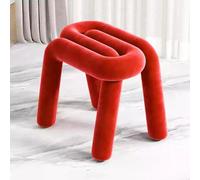 Sgabello Da Toeletta Imbottito A Forma Di Perno Con Morbido Cuscino | Sgabello con accento in peluche Lo sgabello imbottito funziona come sedia da toeletta, sedile(Red)