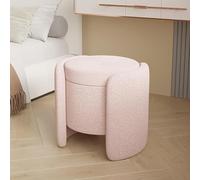 Sgabello da Toeletta Imbottito Ottomano Moderno Divano Imbottito in Tessuto Teddy con Coperchio Pouf Poggiapiedi Ottomano Sgabello per Soggiorno Camera da Letto, Pink