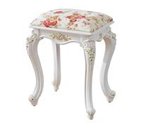Sgabello da toeletta imbottito vintage, rotondo, rettangolare, con gambe intagliate, sgabello da trucco ottomano per camera da letto (velluto rosso, rettangolare)
