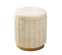 Sgabello da toeletta in velluto con contenitore, panca ottomana rotonda con coperchio rimovibile per sala trucco e soggiorno, pouf,