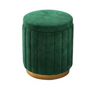 Sgabello da toeletta in velluto con contenitore, panca ottomana rotonda con coperchio rimovibile per sala trucco e soggiorno, pouf,