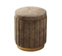Sgabello da toeletta in velluto con contenitore, panca ottomana rotonda con coperchio rimovibile per sala trucco e soggiorno, pouf,