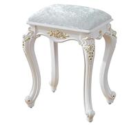 Sgabello da toeletta vintage imbottito, rotondo, rettangolare, con gambe intagliate, in velluto argentato, per camera da letto, elegante tavolo da toeletta ottomano