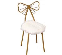 Sgabello da trucco con papillon a farfalla, per ragazze, in ferro bianco, per camera da letto, toletta, sedia con bracciolo dorato in metallo, sedia decorativa per area salotto individuale