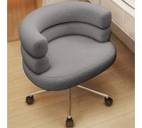 Sgabello da trucco ergonomico regolabile in altezza, da donna, girevole, con ruote, elegante grigio con gambe argentate, perfetto per uso domestico o salone.