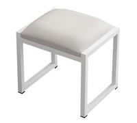 Sgabello da trucco in ferro con cuscino in pelle tecnica, sedia moderna per ingresso o soggiorno