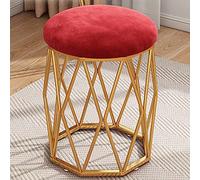 Sgabello da trucco in velluto di lusso con gambe metalliche eleganti sedia vanity rotonde per la camera da letto o negozio di bellezza in velluto rosso sgabello da tavolo con anticello powerfully