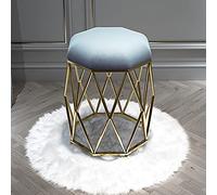 Sgabello da trucco in velluto di lusso, rotondo, con gambe in metallo e cuscinetto antiscivolo, ideale per camera da letto, soggiorno, camerino e negozio di bellezza, grigio