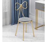 Sgabello da trucco in velluto rosa per ragazze, con schienale alto, con fiocco, elegante e confortevole, per camera da letto, spogliatoio e toeletta (grigio)