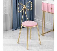 Sgabello da trucco in velluto rosa per ragazze, sedia da toeletta con schienale alto con fiocco, comoda ed elegante, per camera da letto, spogliatoio e toeletta, perfetto per bambini