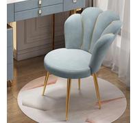 Sgabello da trucco per stanze da bagno e trucco, sedia in velluto blu foschia, elegante tavolo da toeletta per camera da letto, design comodo e chic