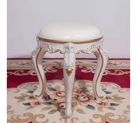 Sgabello da Trucco Victoria, Sgabello Rotondo da Trucco Vintage, Seduta Decorativa, toelette e panche da Trucco, Sedile per Pianoforte, Sedia da Bellezza per Camera da Letto e Bagno (Bianco,