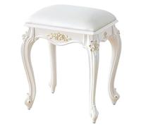 Sgabello da trucco vintage imbottito rotondo rettangolare con gambe intagliate sedile ottomano in pelle bianca per decorazione camera da letto