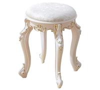 Sgabello da trucco vintage in pelle verde, ottomano rotondo con gambe intagliate, sedia per camera da letto, toeletta dal design rettangolare, comodo sedile imbottito