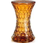 Sgabello Decorativo Moderno Trasparente, Taglio Diamante Ambra, Altezza 46,5 Cm, Perfetto Come Tavolino o Seduta da Toeletta(Brown)