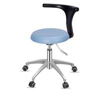 Sgabello dentale regolabile in altezza con bracciolo schienale, poltrona per ospedale dentale, poltrona da dentista girevole a 360 gradi, cuscino super morbido in pelle PU(Light blue,TypeA)