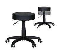 Sgabello design sgabello da lavoro in ecopelle nero con ruote sgabello imbottito senza schienale