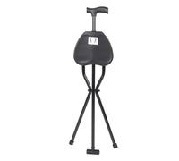 Sgabello di canna da treppiede portatile, bastone da passeggio con sedile per equilibrio e supporto, sgabello sedile a sedere per treppiedi per anziani e multifunzione in lega di