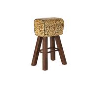 Sgabello DKD Home Decor Nero Legno Marrone Pelle [43 x 35 x 75 cm]