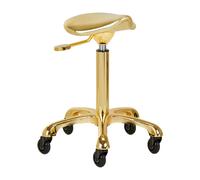 Sgabello dorato Fine Gold a sella e con ruote