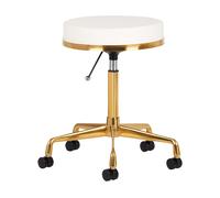 Sgabello dorato per estetista | cod. POL-H4 (bianco/oro)