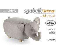 SGABELLO ELEFANTE POUF POGGIAPIEDI BAMBINI IMBOTTITO POUFF PIEDI LEGNO GRIGIO VE