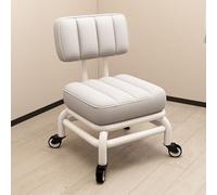 Sgabello ergonomico con supporto per la schiena, struttura in metallo in morbida pelle PU, girevole a 360°, altezza corta, per casa, giardino, ufficio, garage, negozio, soluzione di seduta comoda e