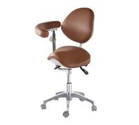 Sgabello ergonomico girevole con schienale e bracciolo, sedia mobile in pelle PU per cliniche, saloni di tatuaggi, uso domestico e laboratorio