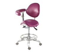 Sgabello ergonomico girevole con schienale e bracciolo, sedia mobile in pelle PU per cliniche, saloni di tatuaggi, uso domestico e laboratorio