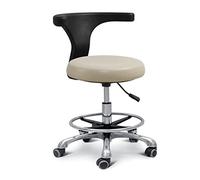 Sgabello ergonomico per assistente dentale, girevole a 360° e altezza regolabile, sedile in pelle PU su base girevole per clinica, laboratorio, salone