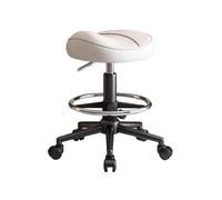 Sgabello Ergonomico Posturale Estetista con Anello per Il Piede Sgabello con Ruote Parrucchiere Rotazione Libera di 360° Altezza Regolabile 55-70 cm(White)