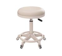 Sgabello Estetista con Ruote Altezza Regolabile da 43 a 57 cm Sgabello per Toeletta Trucco 360° Seduta Imbottita per Officina Ufficio Salone di Bellezza(Beige)