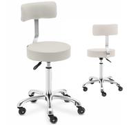 Sgabello estetista con schienale e ruote 150kg WELLS - Beige