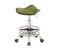 Sgabello Estetista Pedicure Girevole con Anello per Il Piede Altezza Regolabile 53-73 cm Sgabello Toeletta Trucco con Ruote per Parrucchiere(Green)
