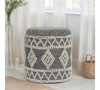 Sgabello FineBuy Pouf in lana Rotondo Grigio 40 cm Boho con contenitore