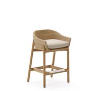 Sgabello Galea in legno massello di teak e rattan sintetico da 75 cm FSC 100%