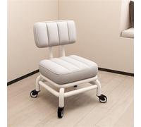 Sgabello girevole a 360° con schienale, sedia girevole a bassa altezza, per pedicure, sgabello su ruote, sedile compatto regolabile per piccoli spazi