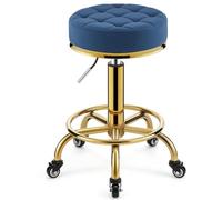 Sgabello girevole a 360°, resistente, regolabile in altezza, sedia da lavoro per spa, massaggi e manicure, seduta più grande (blu)