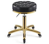 Sgabello girevole a 360°, resistente, regolabile in altezza, sedia da lavoro per spa, massaggi e manicure, seduta più grande (nero)