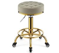 Sgabello girevole a 360°, resistente, regolabile in altezza, sedia da lavoro per spa, massaggi, manicure, seduta più grande (grigio)
