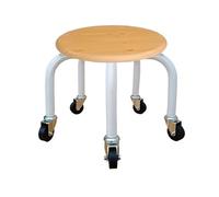 Sgabello girevole a bassa altezza, con 5 ruote, finitura venatura del legno, base in metallo, seduta rotonda universale per casa, ufficio, fitness e altro ancora, colore: nero/bianco