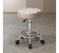 Sgabello girevole con 5 pulegge girevoli a 360°, cuscino rotante, massaggi, sgabello idraulico da salone, sedia girevole regolabile con ruote (dimensioni: gambe argentate, colore: marrone chiaro)