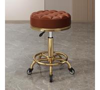 Sgabello girevole con 5 pulegge girevoli a 360°, cuscino rotante, massaggi, sgabello idraulico da salone, sedia girevole regolabile con ruote (dimensioni: gambe dorate, colore: marrone caffè)